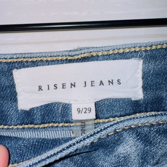 Risen Jeans Women's Crossover Light Wash High Waisted Straight Leg Ankle Jeans - Picture 4 of 7